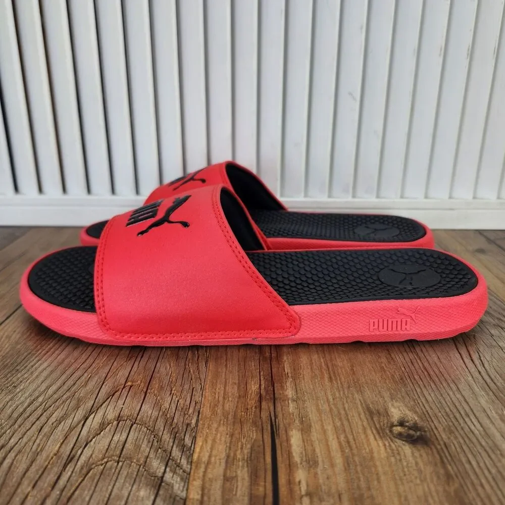 Puma Cool Cat BX JR Slides Junior Sz 7C High Risk Red Puma Black Slip On Sandals